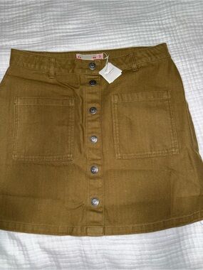 Bonpoint Olive Button-Front A-Line Skirt